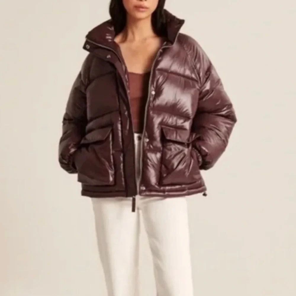 Abercrombie Fitch Oversized Utility Puffer Coat Jacket LARGE NEW Wind Water